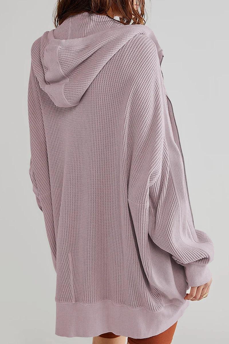 Zip-Up Long Sleeve Jacket - DAVERRI FASHIONS