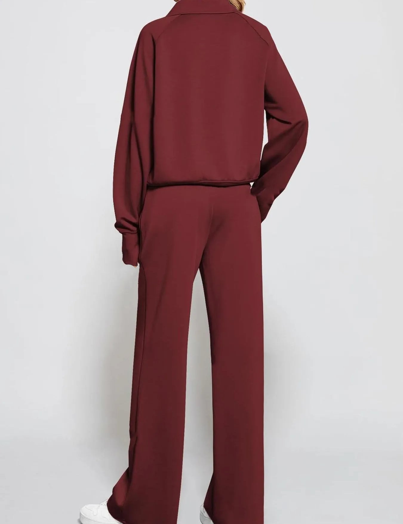 Half Zip Long Sleeve Top and Pants Set | Loungewear Sets Daverri Fashions