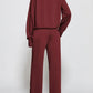 Half Zip Long Sleeve Top and Pants Set - DAVERRI FASHIONS