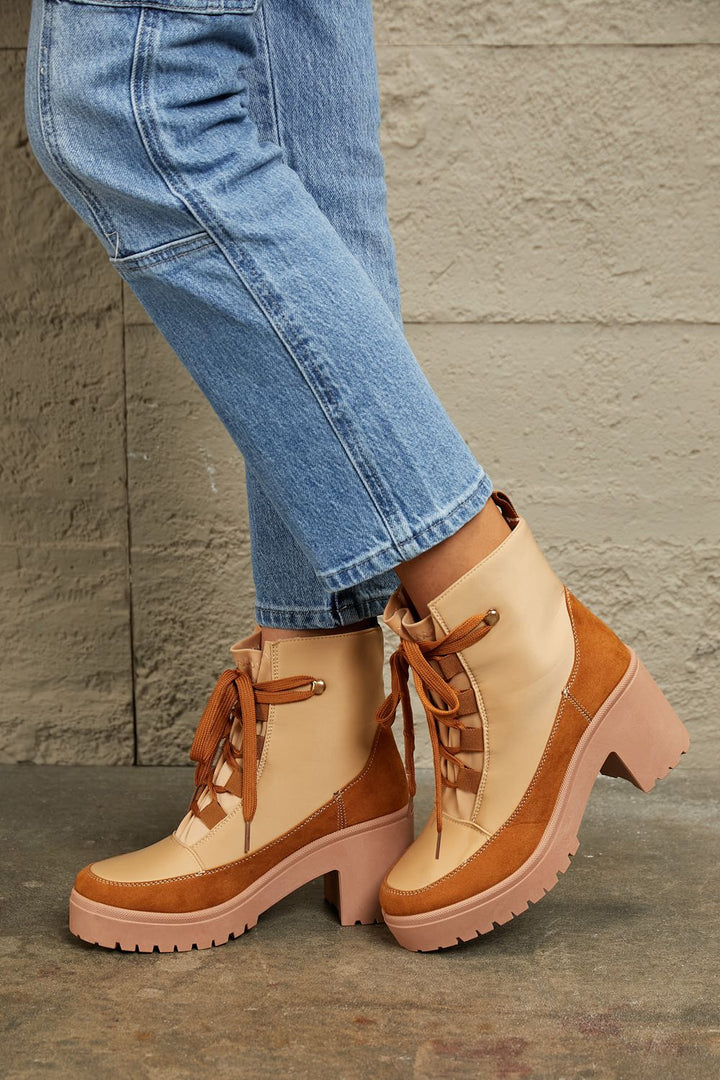 East Lion Corp Lace Up Lug Booties Clearance