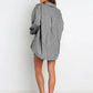 Black and white striped oversized button-up shirt dress from Striped Dropped Shoulder Set