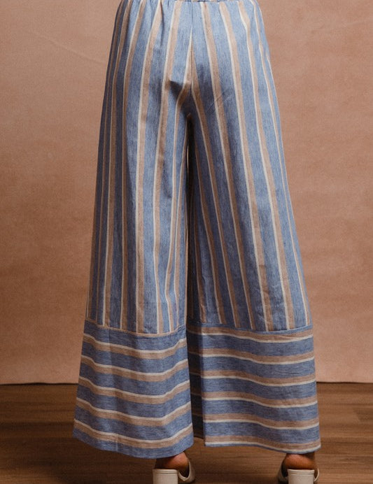 BiBi Striped Wide Leg Pants with Pockets