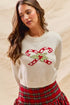 SO ME Christmas Candy Cone Cropped Sweater - DAVERRI FASHIONS