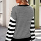 Striped Round Neck Dropped Shoulder Sweater - DAVERRI FASHIONS