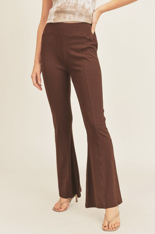 Aemi + Co High Waist Flare Pants Chocolate