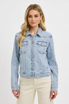 RISEN light wash button-down classic denim jacket front view