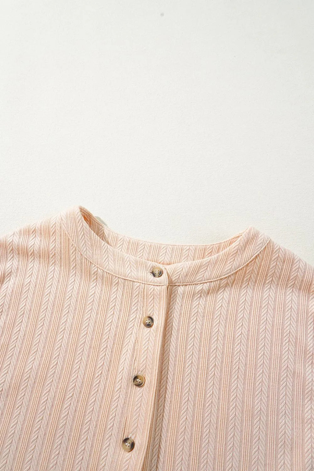 Daverri textured button front wide leg cap sleeve jumpsuit in soft peach