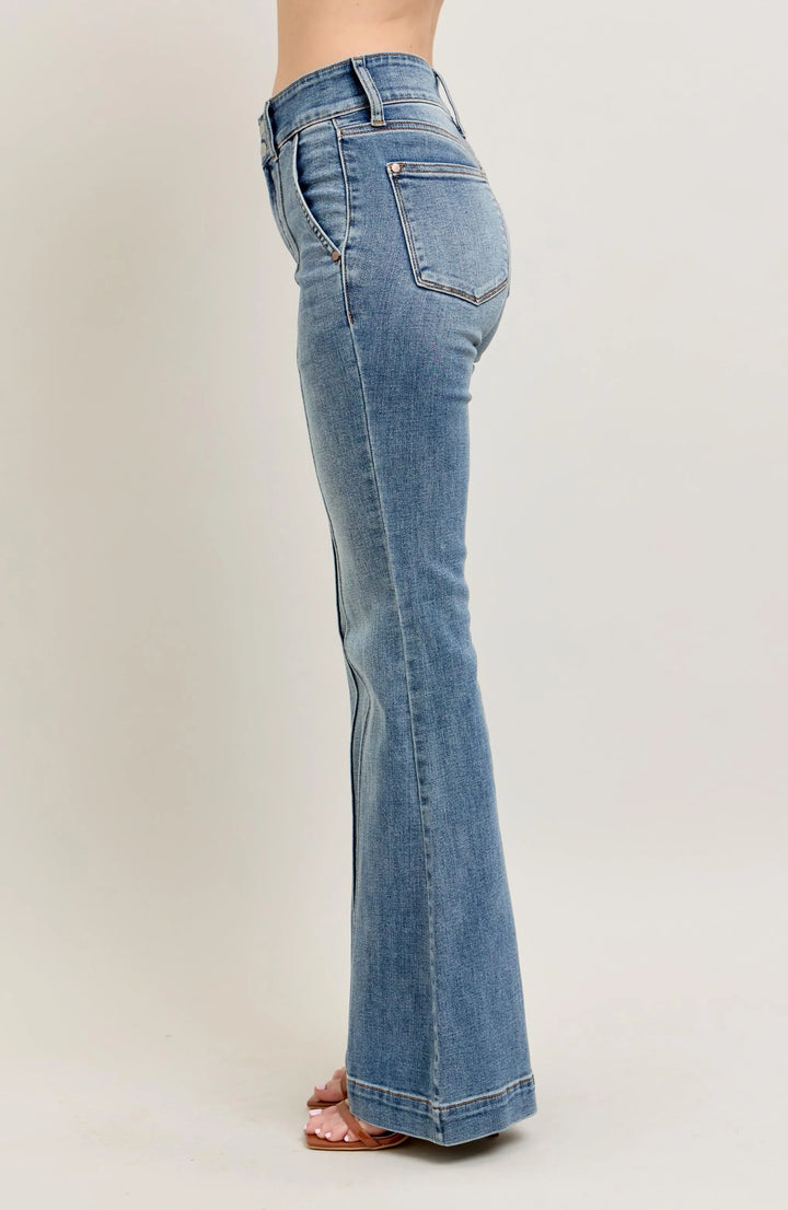 Judy Blue Full Size High-Waist Flare Denim Jeans with Front Seam Detail Plus Size Jeans