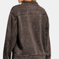 Zenana Acid Washed Half Snap Fleece Sweatshirt Ash Black - DAVERRI FASHIONS