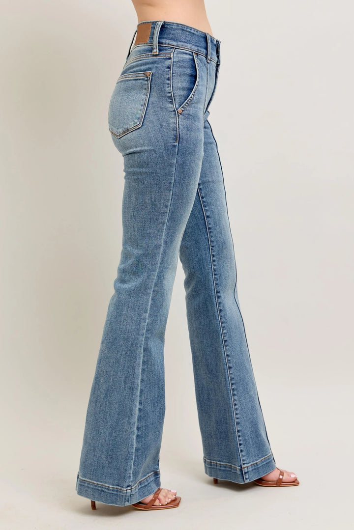 Judy Blue Full Size High-Waist Flare Denim Jeans with Front Seam Detail Plus Size Jeans