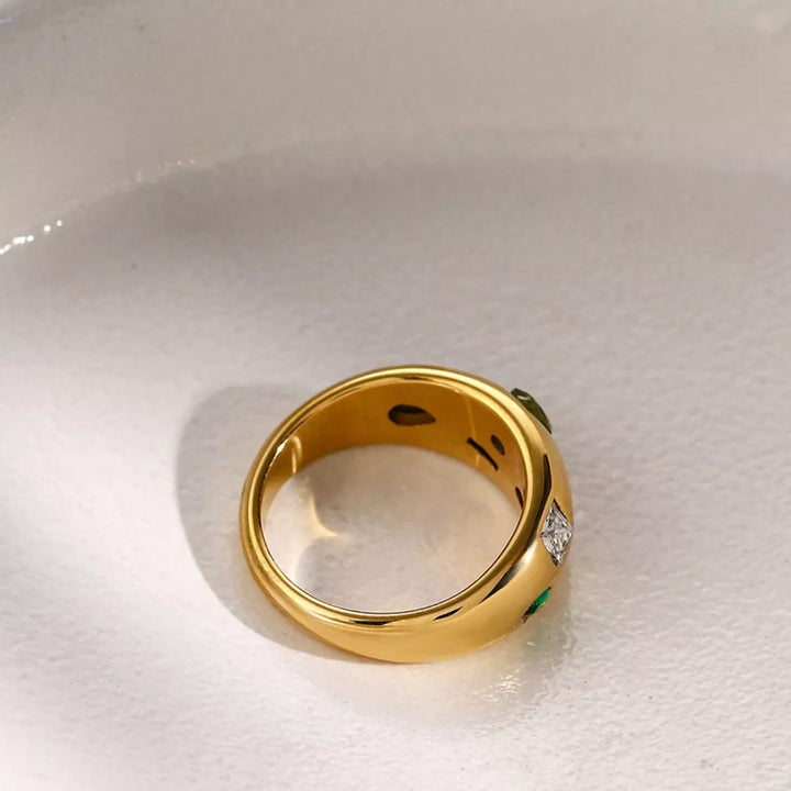 18K Gold-Plated Colorful Zircon Ring | Rings Daverri Fashions