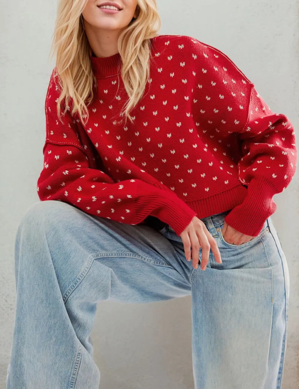 Slit Round Neck Long Sleeve Sweater | Sweaters Daverri Fashions