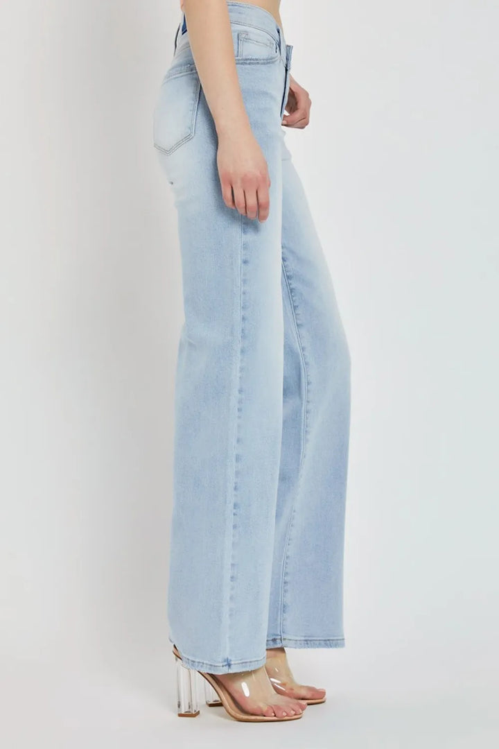 RISEN Full Size Wide Leg V Dipped Front Waist Jeans | Jeans Daverri Fashions