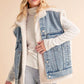 Aemi + Co Denim Patch Sherpa Vest Coat Light Jackets