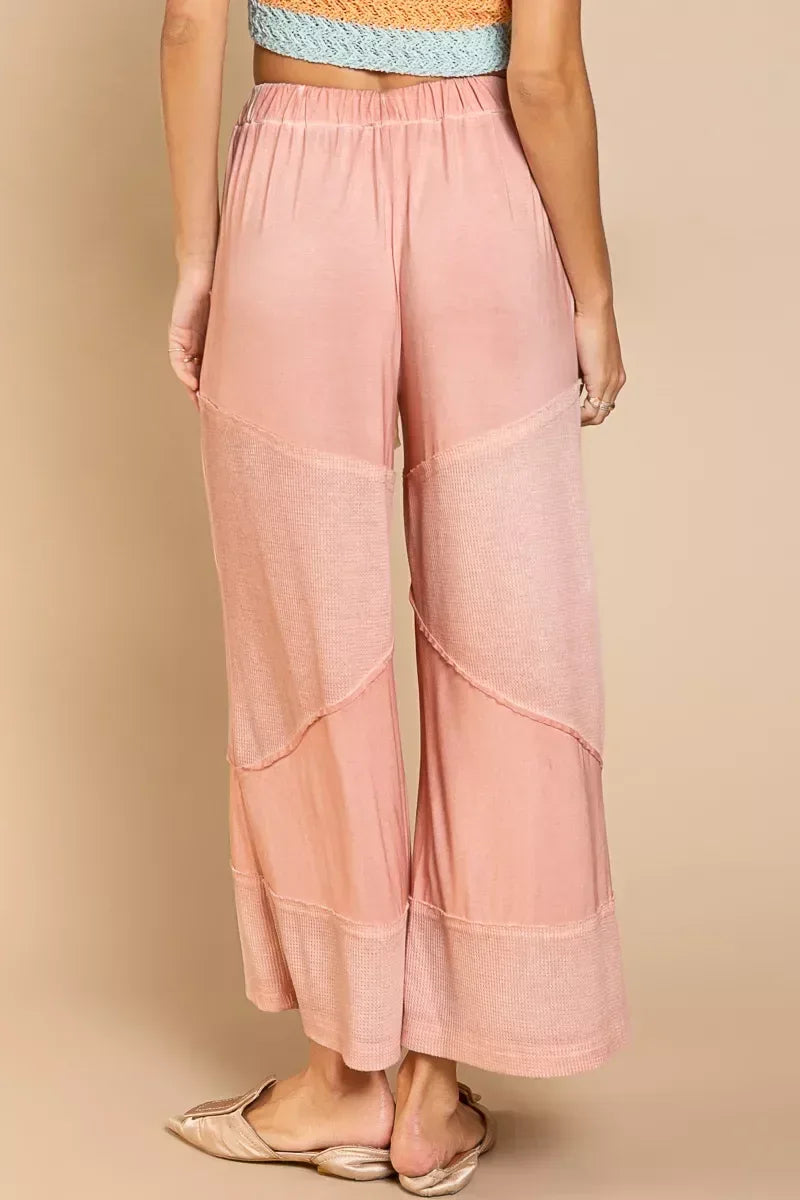 POL Elastic Waistband Wide Leg Pants with Drawstring - DAVERRI FASHIONS