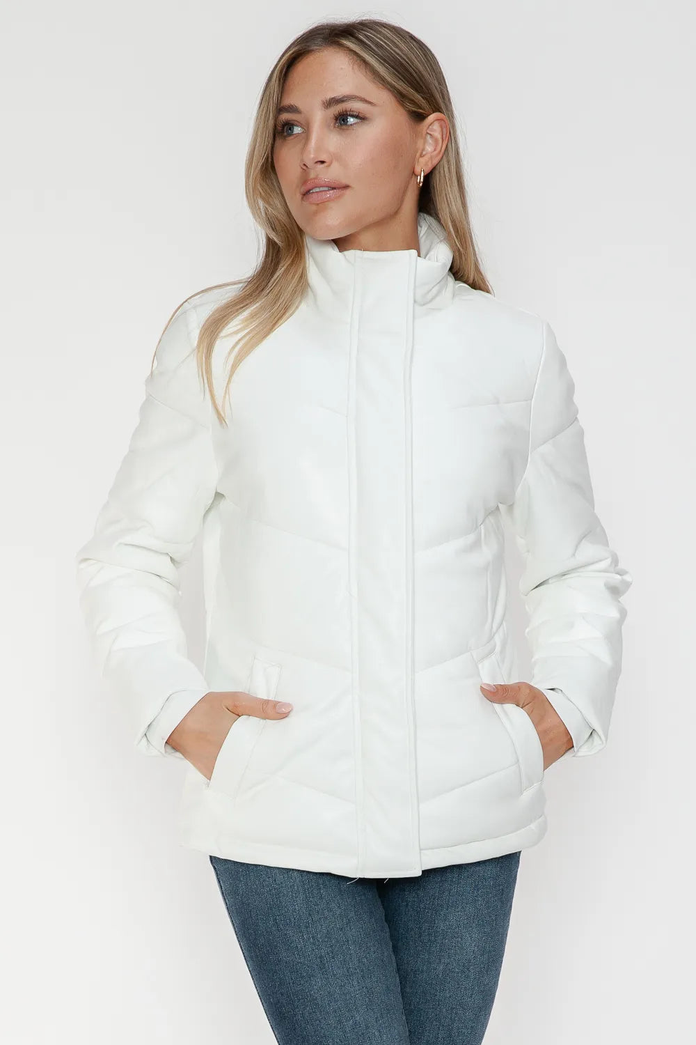 Snobbish Pocketed Zip Up Turtleneck Puffer Jacket Jackets