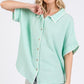 SAGE+FIG Boho Contrast Zigzag Trim Gauze Button-Up Shirt Shirts