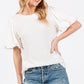 Ces Femme Textured Puff Sleeve Top - DAVERRI FASHIONS