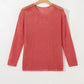 Coral crochet hollow out long sleeve knit top sweater