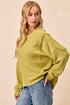 Cozy olive green BiBi boucle rib knit sweater with oversized sleeves