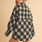 Aemi + Co Slit Plaid Half Zip Drop Shoulder Top