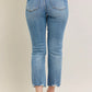 Judy Blue Mr Vintage Wash Destroy Hem Kick Flare Jeans with light-wash straight-leg cut and frayed hem