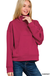 Zenana Scuba Half Zip Sweatshirt with Pockets | Sweatshirts Daverri Fashions
