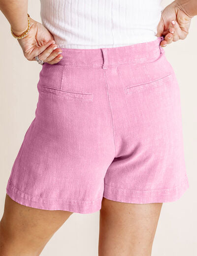 HYFVE High Waist Pleated Linen Shorts