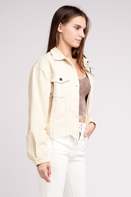 POL Oversized Frayed Edge Shacket Shackets