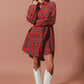 SO ME Christmas Checker Plaid Button Up Shirt Dress - DAVERRI FASHIONS