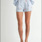 MABLE Stripe Embroidered Peplum Cami and Shorts Set Shorts Sets