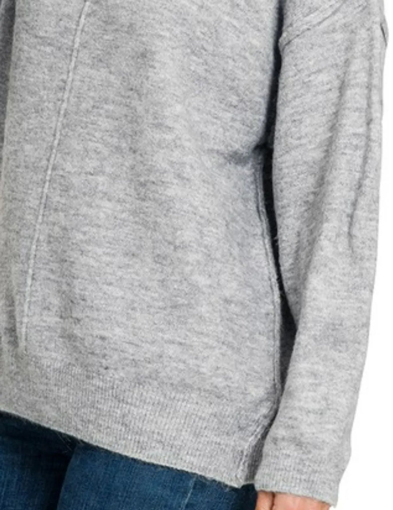 Zenana Melange Front Seam Round-Neck Sweater | Sweaters Daverri Fashions