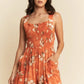 Davi & Dani Floral Ruffle Square Neck Smocking Bodice Jumpsuit Jumpsuits