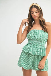 MABLE Gingham Tube Top and Shorts Set | Outfit Sets Daverri Fashions