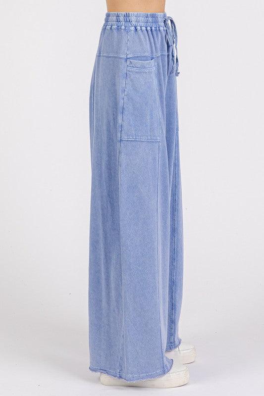 Mittoshop Mineral Wash Elastic Waist Baarrel Leg Baggy Pants Pants