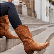 Suede Pointed Toe Western Cowboy Boots | Boots Daverri Fashions