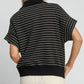 Umgee Striped Half Zip Short Sleeve Sweatshirt Sweatshirts