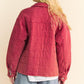 Davi & Dani Quilted Button Down Shacket with Chest Pockets Shackets