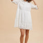 Annie Wear Embroidered Scallop Edge Detail Mini Shirt Dress