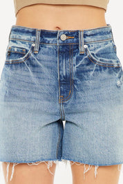 Kancan Full Size Raw Hem High Waist Denim Shorts | Denim Shorts Daverri Fashions