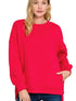 Zenana Full Size Fleece Hi-low Boyfriend Sweatshirts with Pockets Plus Size - DAVERRI FASHIONS