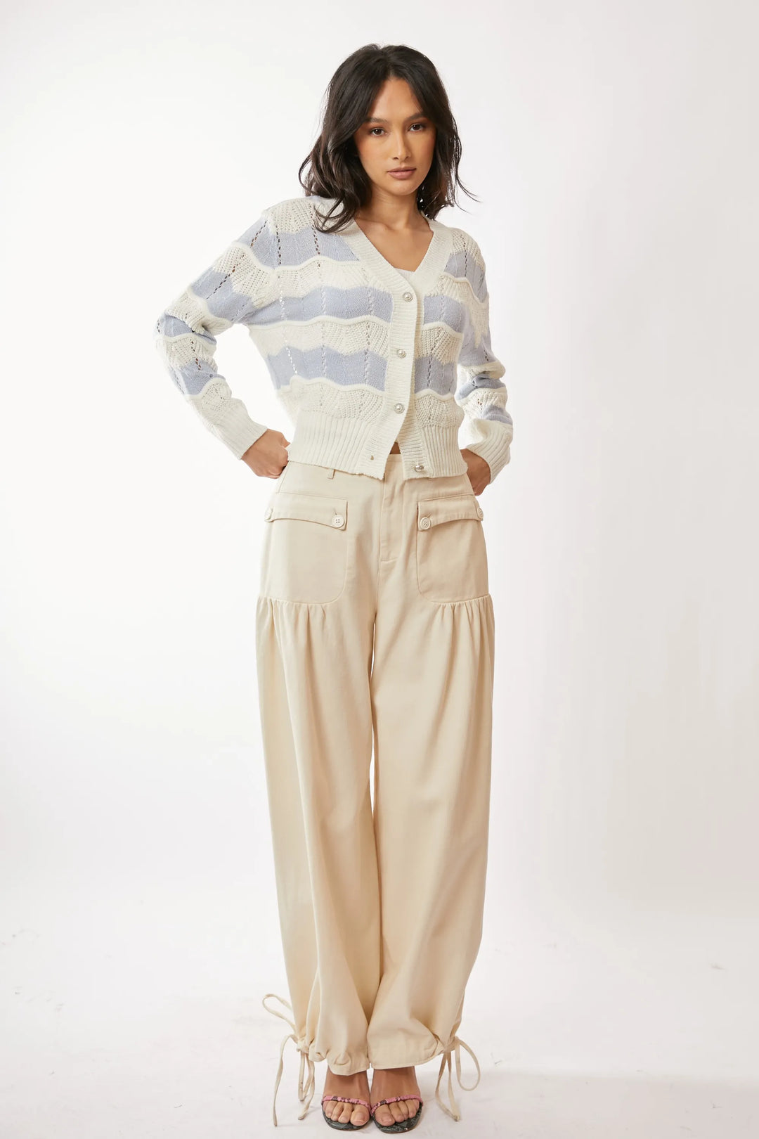 Davi & Dani Button Up Front V Neckline Cardigan Sweater Cardigans
