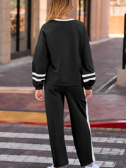 Daverri Fashions black white striped tracksuit with ribbed cuffs