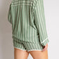 Striped Collared Neck Long Sleeve Top and Shorts Lounge Set - DAVERRI FASHIONS