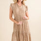And The Why Boho Printed Tiered Dress Taupe Knee Length Dresses