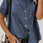 Pocketed Button Up Short Sleeve Denim Shirt - DAVERRI FASHIONS