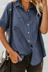 Pocketed Button Up Short Sleeve Denim Shirt - DAVERRI FASHIONS