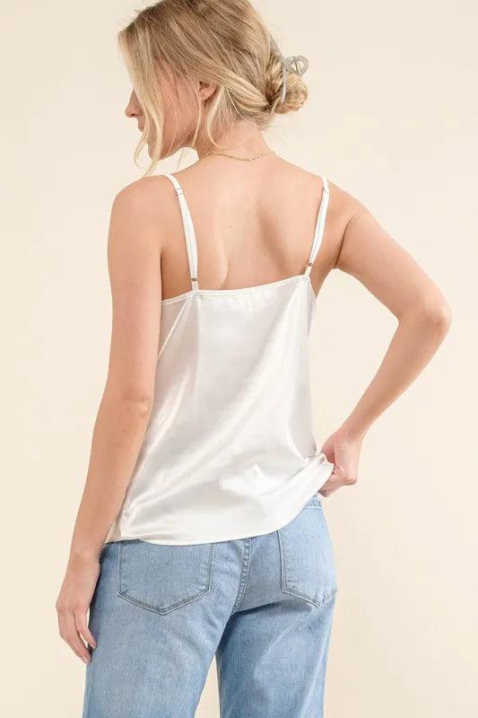 And The Why Satin Cami with Adjustable Strap Cami Tops
