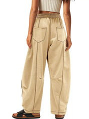 Drawstring Wide Leg Elastic Waist Pants | Pants Daverri Fashions