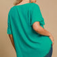 Umgee Full Size Raw Hem Ruffle Short Sleeve Blouse Plus Size Blouses